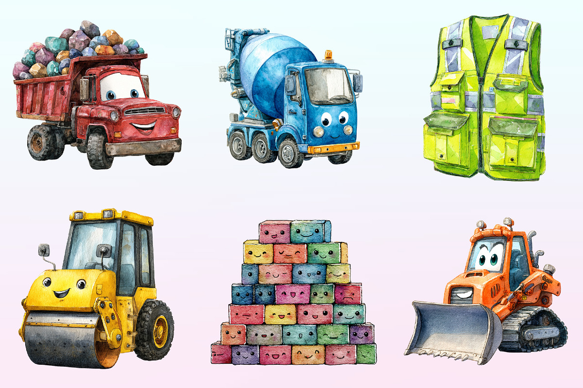 Cute Construction Watercolor Clipart, a Graphic by CitraGraphics (Photo 3 of 4)
