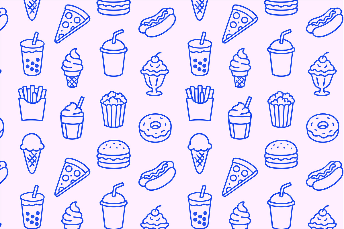 Fast Food icons, an Outline Icon by GraphicsByKassy (Photo 4 of 6)