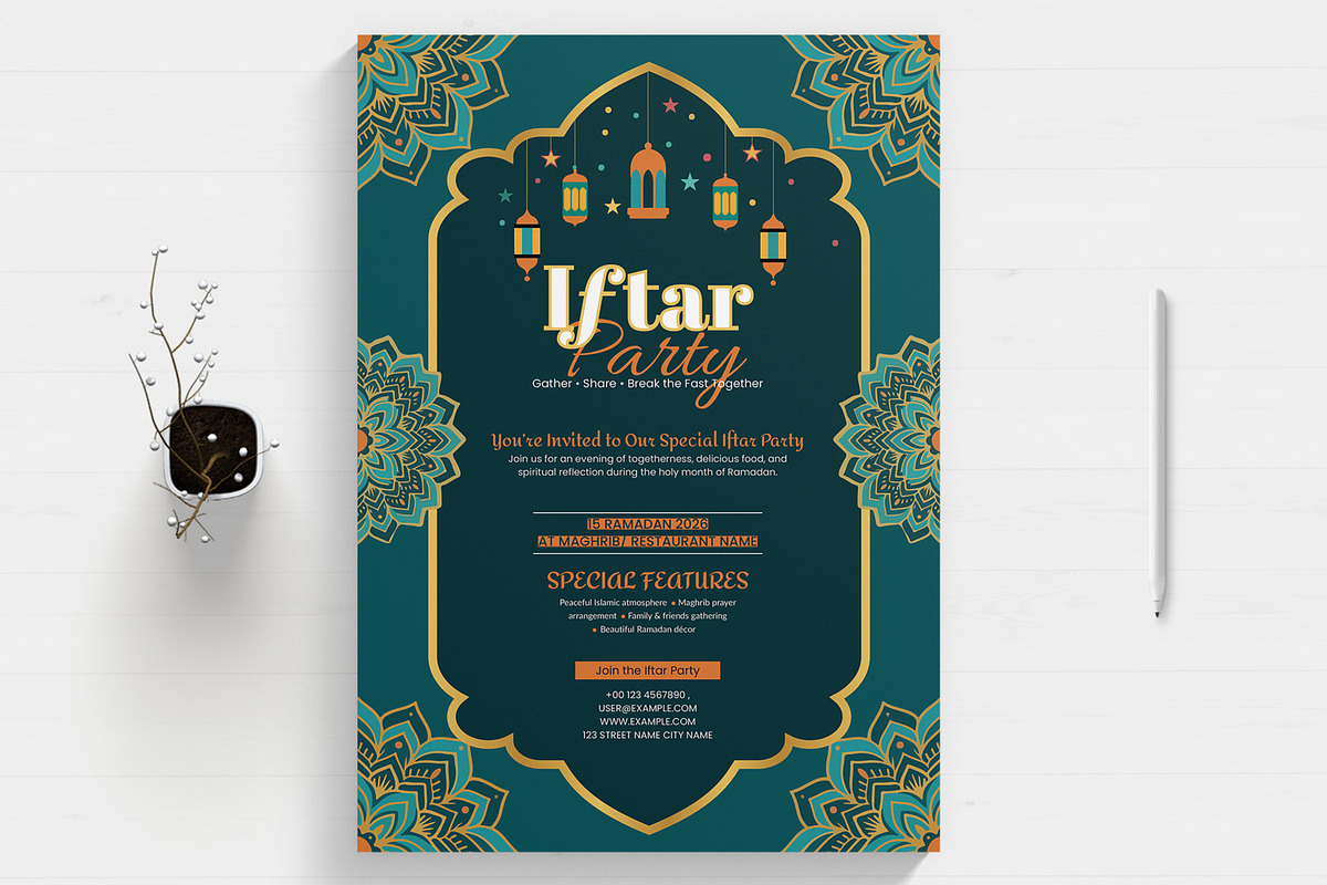 Creative Iftar Party Flyer Template, a Flyer Template by MightyDesign (Photo 1 of 8)