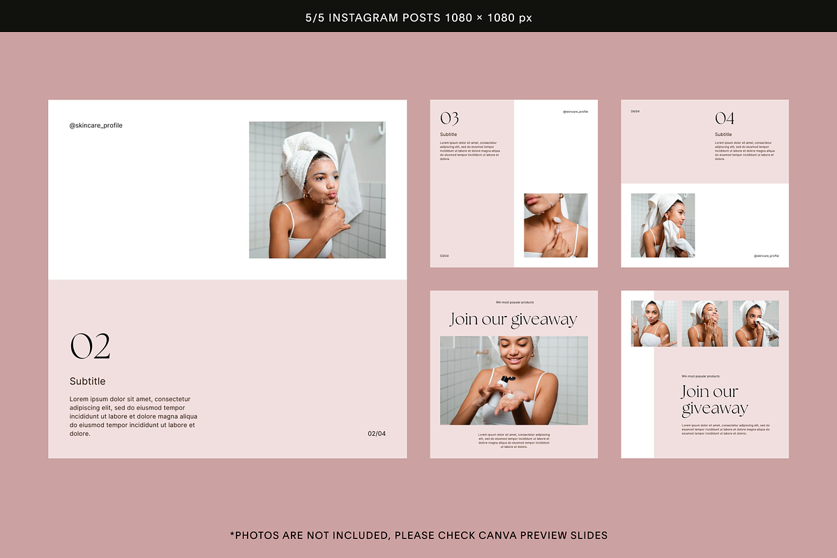 50 Pink Skincare Instagram posts, a Social Media Template by Studio K (Photo 6 of 9)
