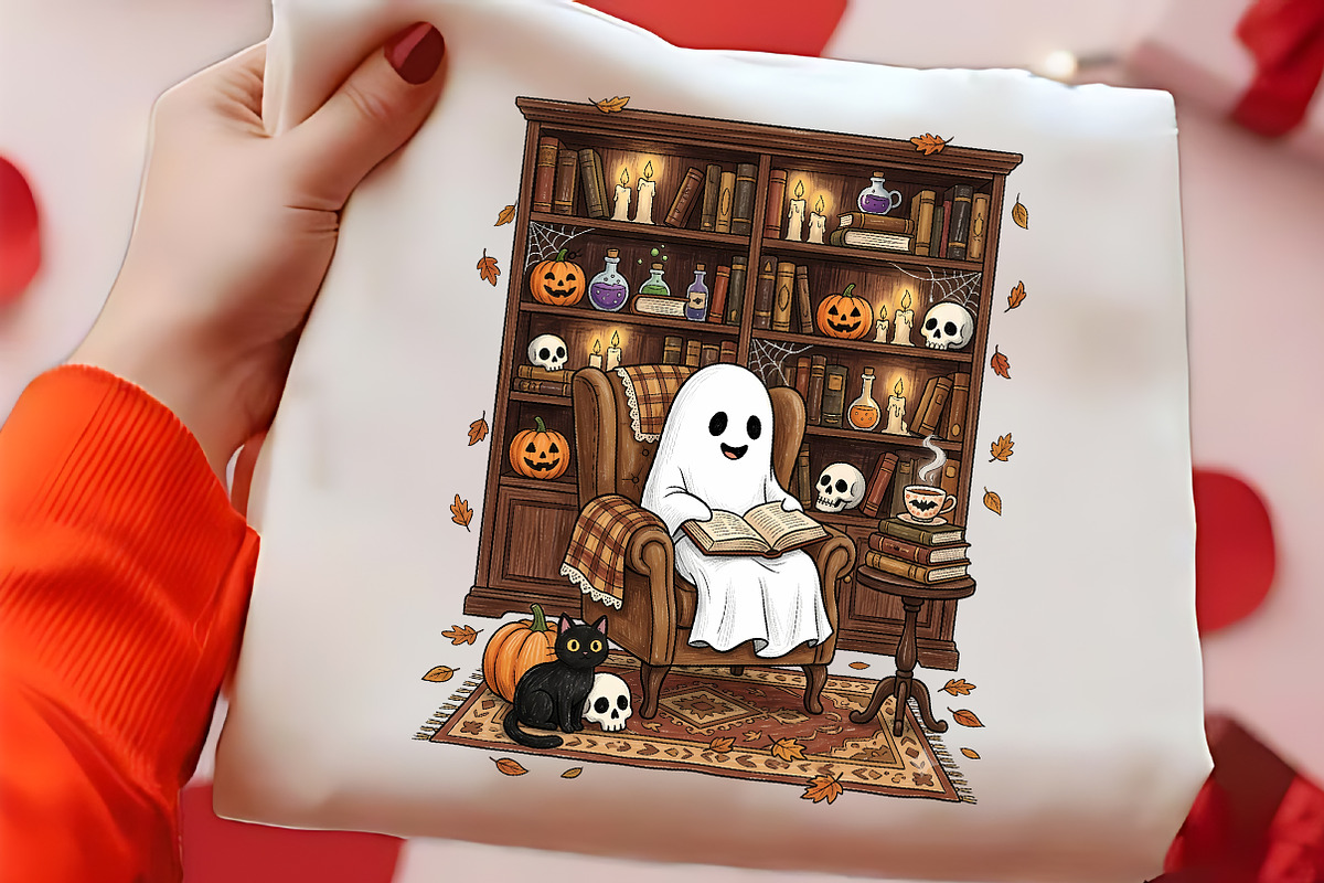 Ghost reading book in armchair, a Seasonal Illustration by CrexoraLab (Photo 2 of 4)