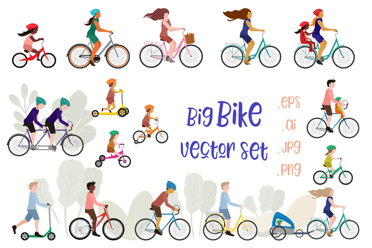 Bike / bicycle vector set, an Illustration by land art (Photo 1 of 20)