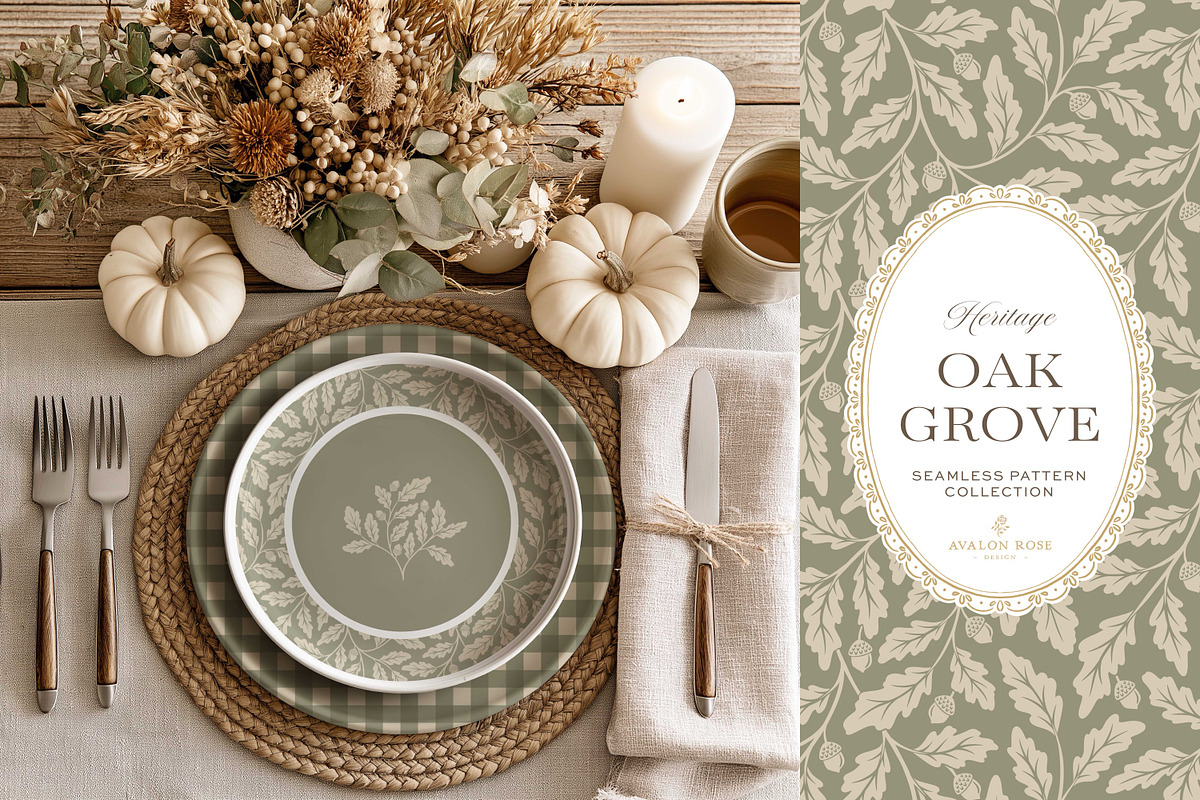 Oak & Acorn Autumn Patterns - Sage, a Pattern Graphic by Eclectic Anthology (Photo 3 of 13)