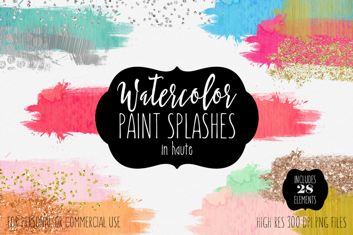 Watercolor Paint Splash Rectangles, an Object Graphic by ClipartBrat ...