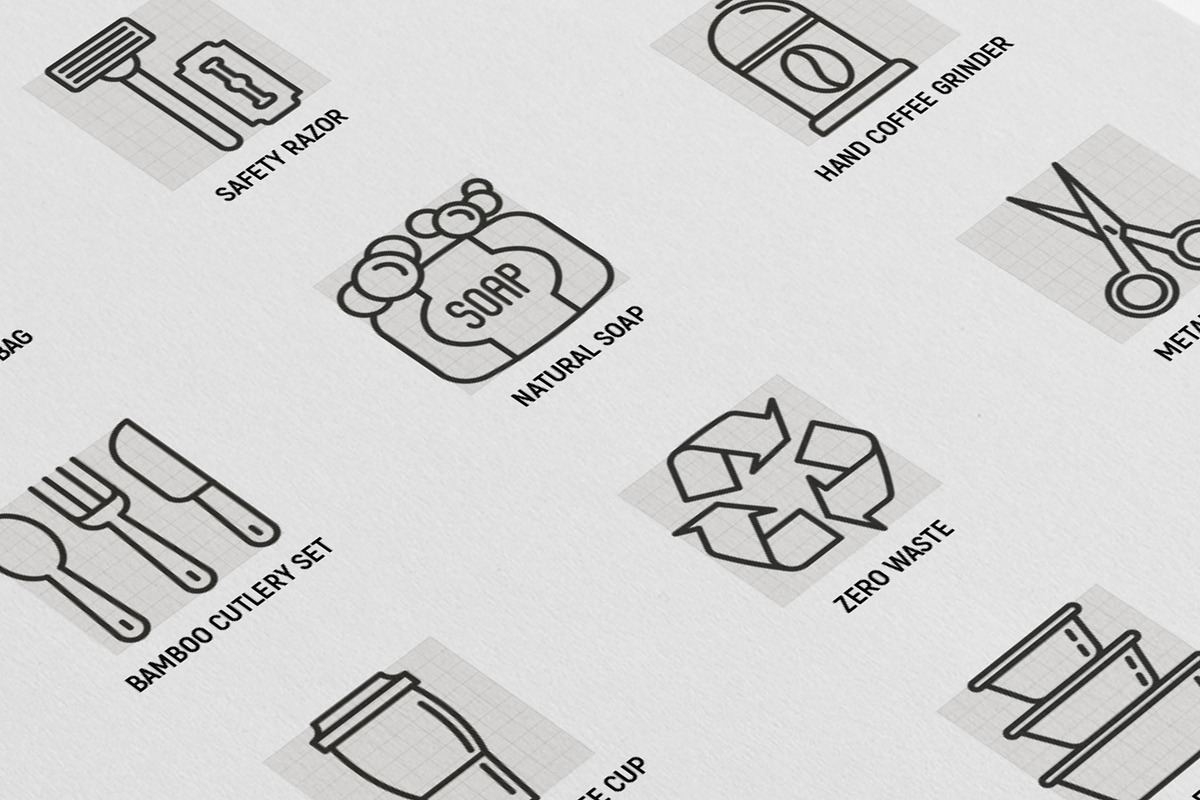 Zero Waste | 16 Thin Line Icons Set, an Outline Icon by Alex Blogoodf (Photo 7 of 9)