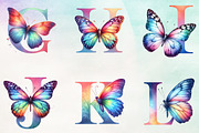 Watercolor Butterflies Alphabet, a Work Illustration by Craft Nest (Thumbnail 3 of 6)
