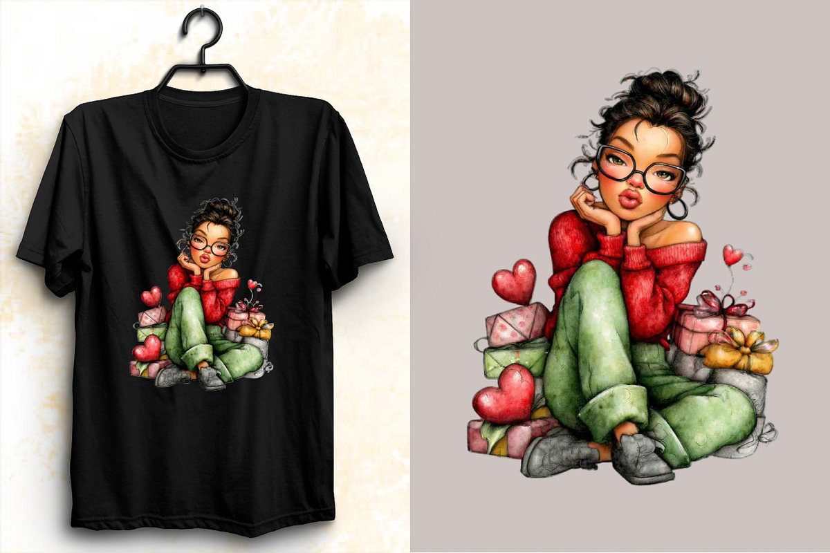 Quirky Valentine Girl Clipart Bundl, an Illustration by SVGArt (Photo 3 of 8)