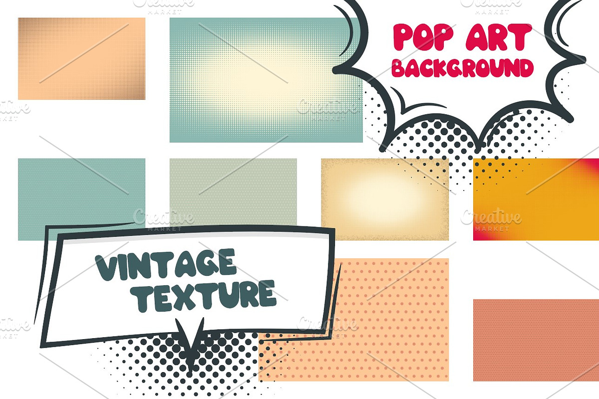 24 retro Comics pop art background, a Decorative Illustration by Kapitosh (Photo 4 of 6)