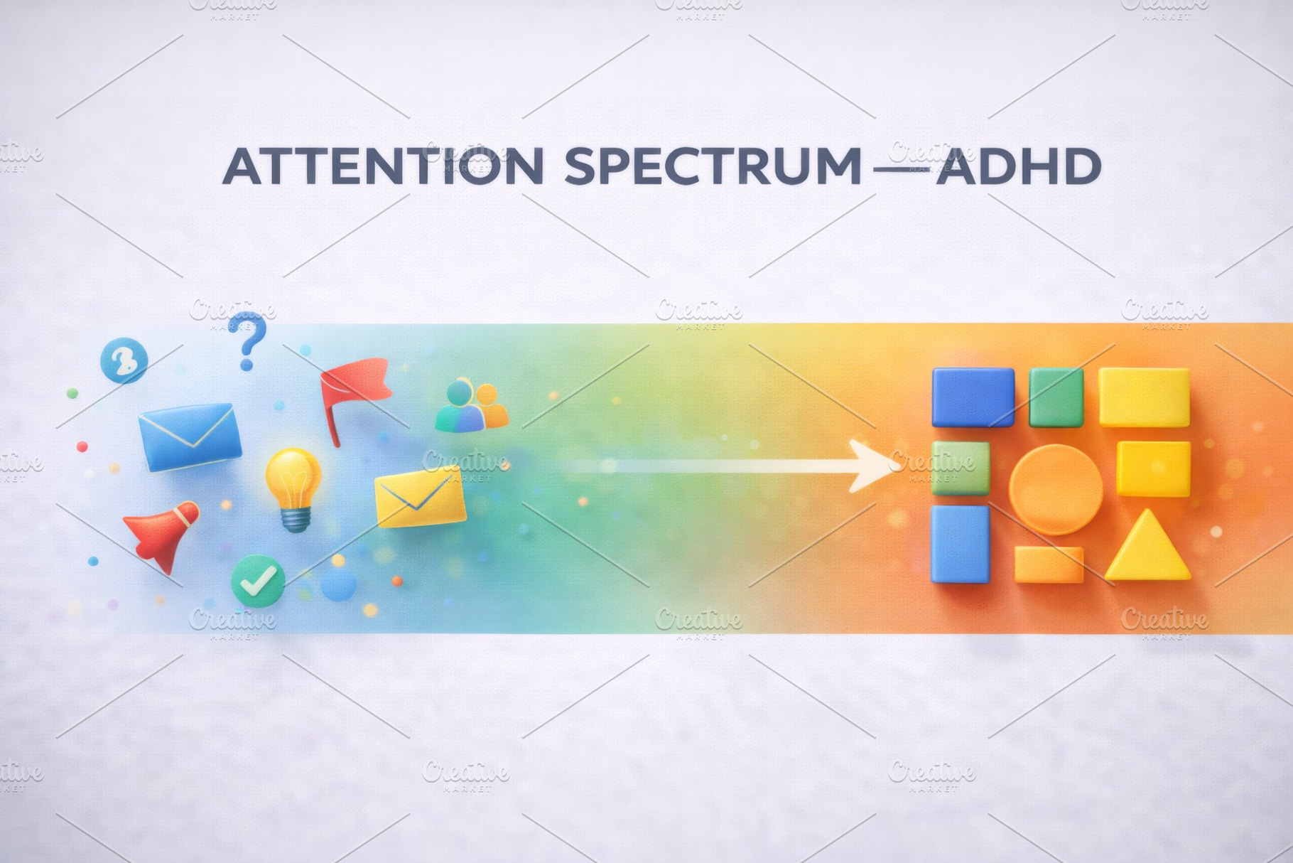 Attention spectrum ADHD concept illu, a Photo by Dvoevnore photos