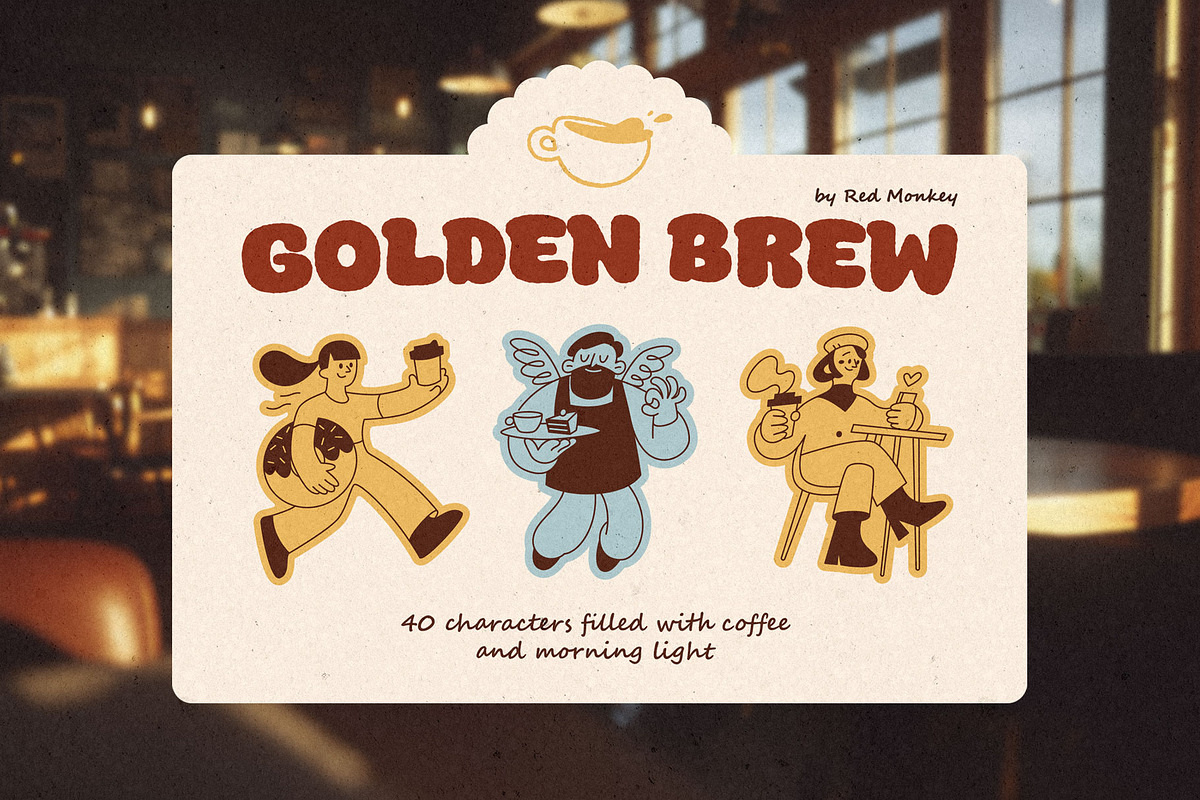 40 Hand-Drawn Café Characters, a Food Illustration by Red Monkey (Photo 1 of 12)