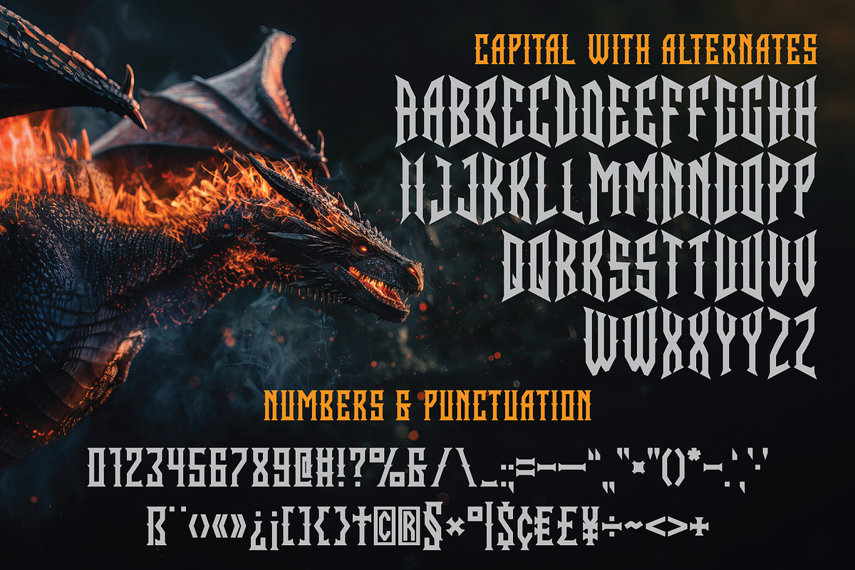 Dragon Blaze, a Blackletter Font by VozzyStock (Photo 2 of 6)