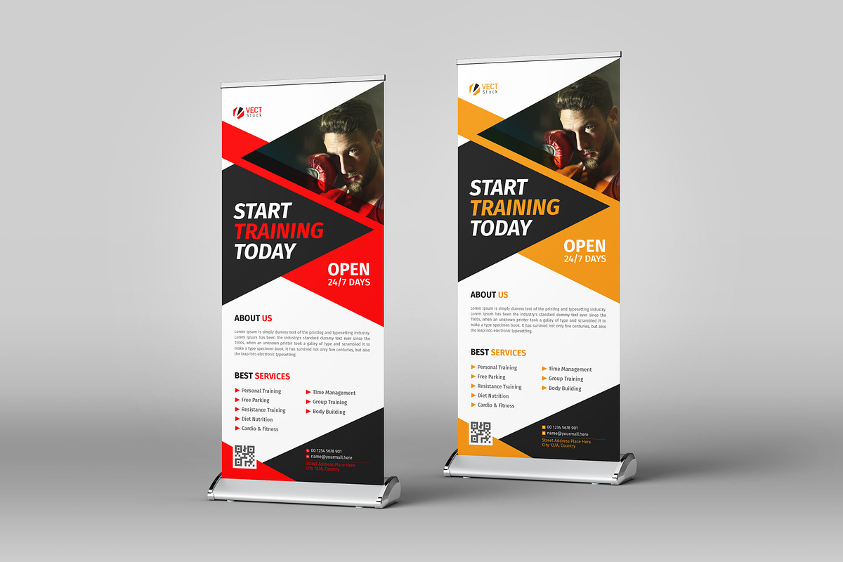Fitness Roll-up Banner Template, a Print Template by VectStock (Photo 1 of 3)