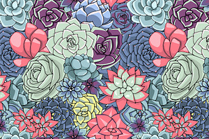 Vector succulents seamless pattern