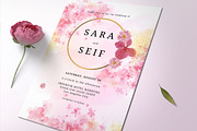 Pink Flowers Wedding Invitation Set, an Invitation Template by Aarley Kaiven (Thumbnail 3 of 6)
