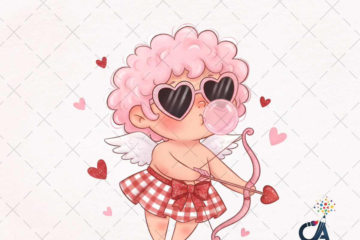 Cute Retro Pink Cupid Png, an Illustration by Creative Art (Photo 1 of 6)