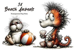 Beach Animals Clipart PNG, an Illustration by CreationArt