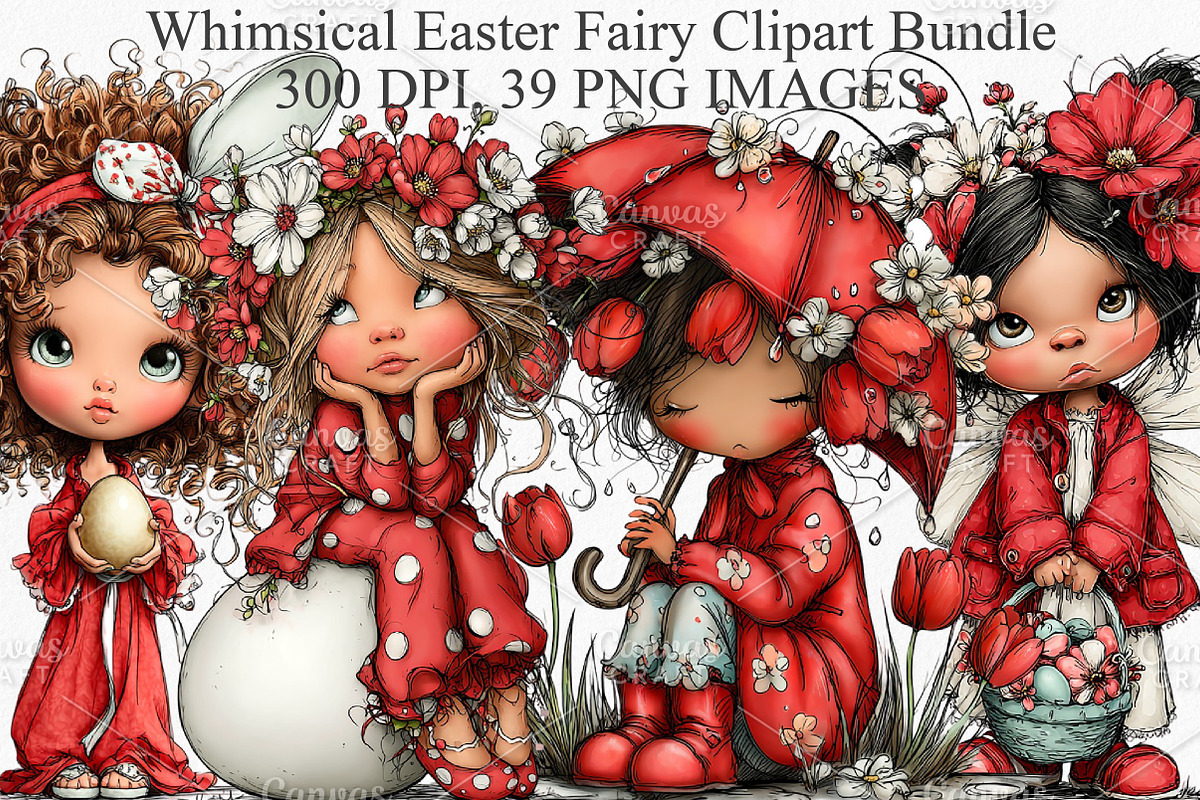 Whimsical Easter Fairy Clipart PNG, an Illustration by Canvas Craft (Photo 1 of 7)