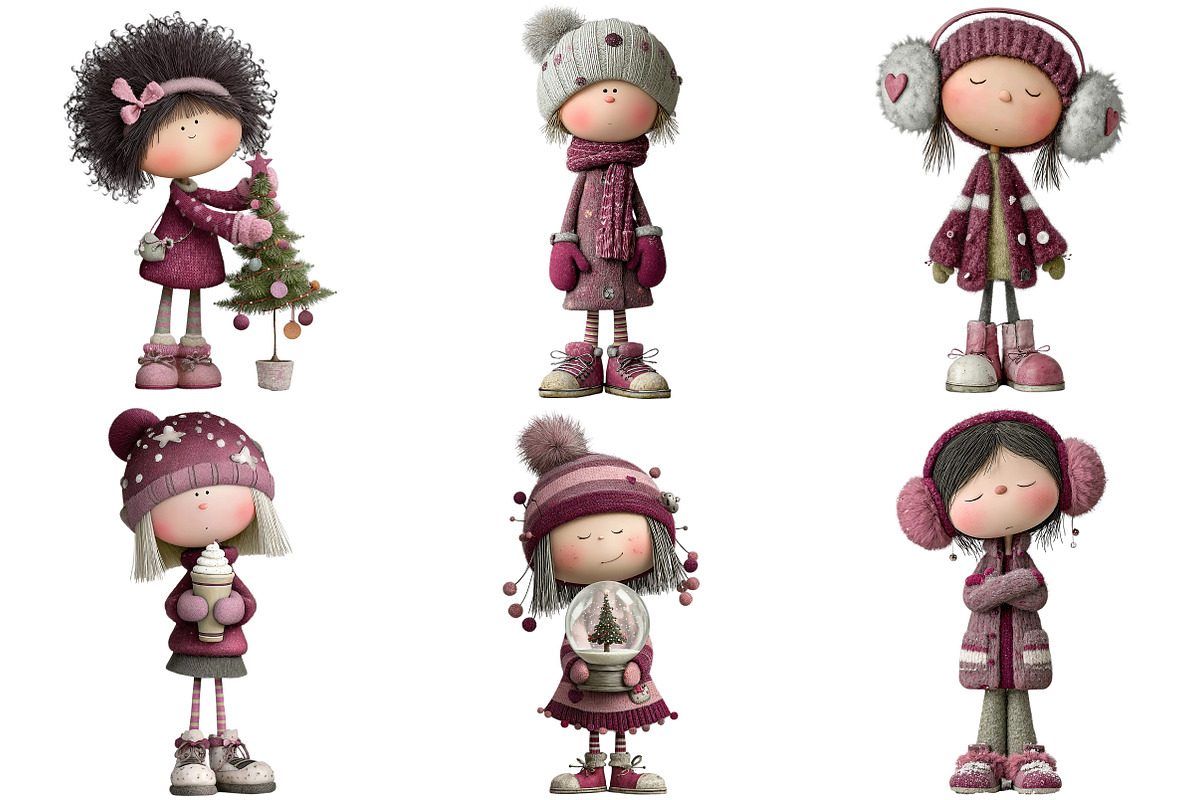 Quirky Christmas Cute Girl Clipart, an Illustration by Craft Nest (Photo 5 of 8)