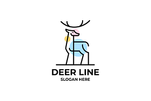 Deer Line Art Logo Template