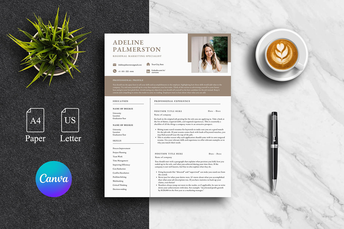 Professional Canva CV Template Pack, a Resume Template by Lux Resume (Photo 1 of 9)