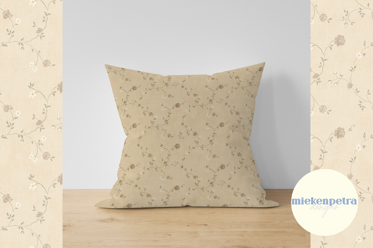 Vintage Beige Textured Floral, a Pattern Graphic by Mieken Petra Designs (Photo 2 of 4)