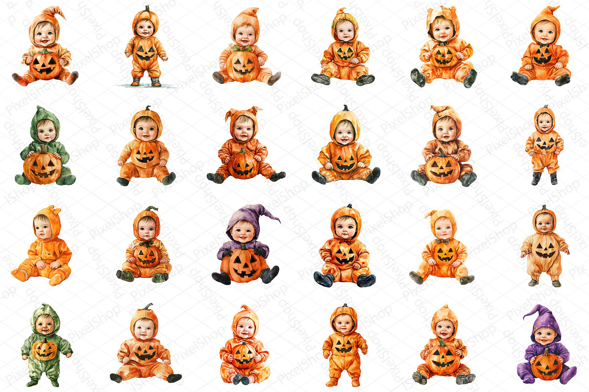 Halloween Baby Costume Clipart, an Illustration by DreamPrint404 (Photo 3 of 6)