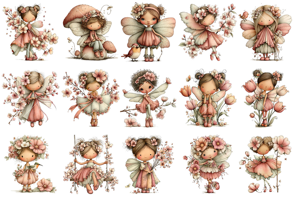 Whimsical Spring Fairy Clipart, an Illustration by OK Design (Photo 5 of 6)
