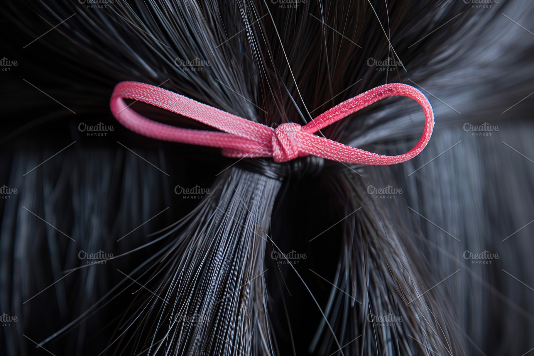 Woman tying her hair using band. Back view, a Photo by AlyaAnd