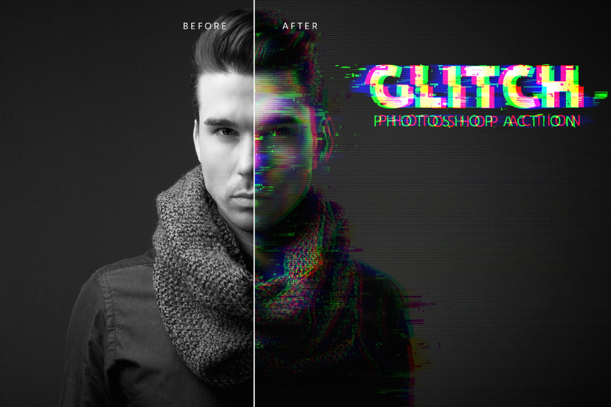 Glitch Photoshop Action, an Action Add-On by designvillage (Photo 5 of 11)