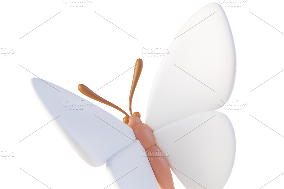 Cute 3D white Butterflies icons, an Animal 3D Model by Hannet (Photo 4 of 5)