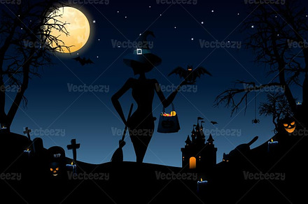 Halloween Night Vector Wallpaper
