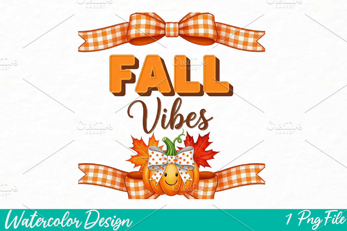 Coquette Fall Vibes PNG, an Illustration by Watercolor design (Photo 1 of 3)