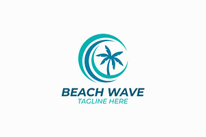 Tropical beach wave palm tree logo, a Branding & Logo Template by Signatoro