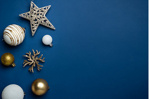 White Christmas decorations on navy, a Holiday Photo by Nadia-nb