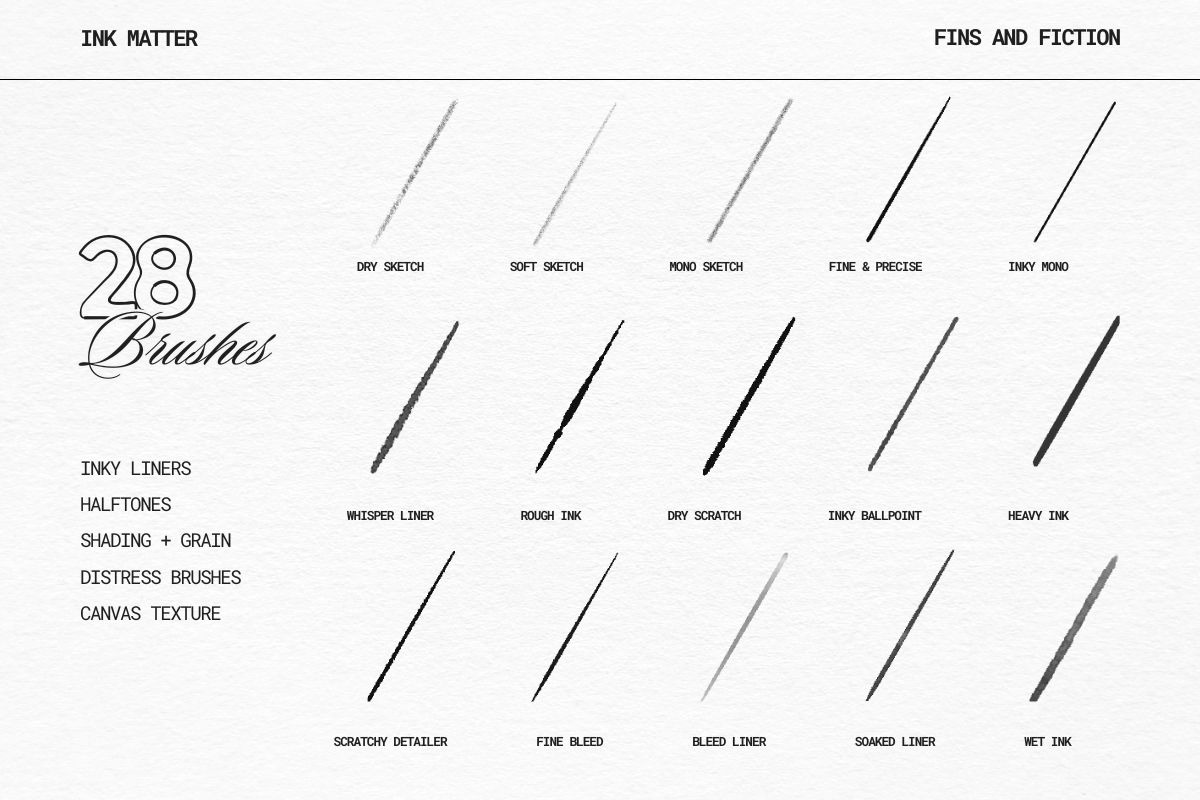 Ink Matter Brushes for Procreate, a Brush Add-On by Fins and Fiction (Photo 3 of 7)