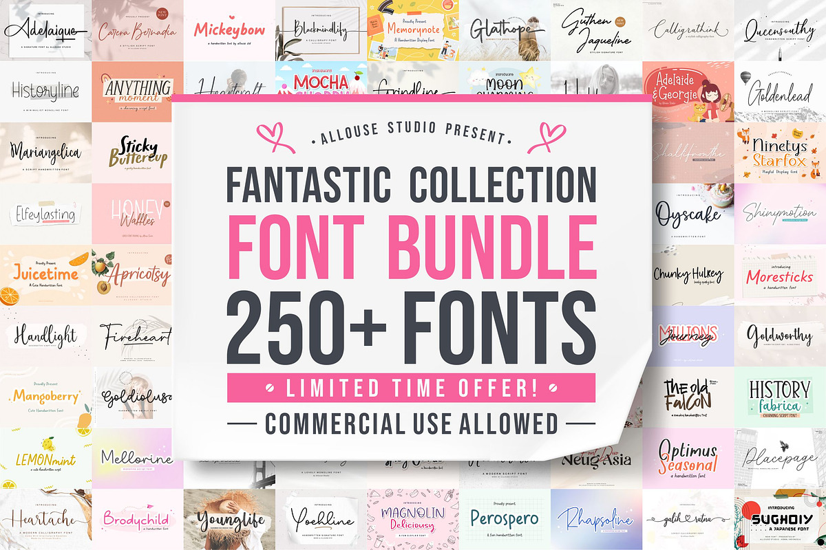 Fantastic Collection Font Bundle, a Script Font by Allouse Studio (Photo 1 of 26)