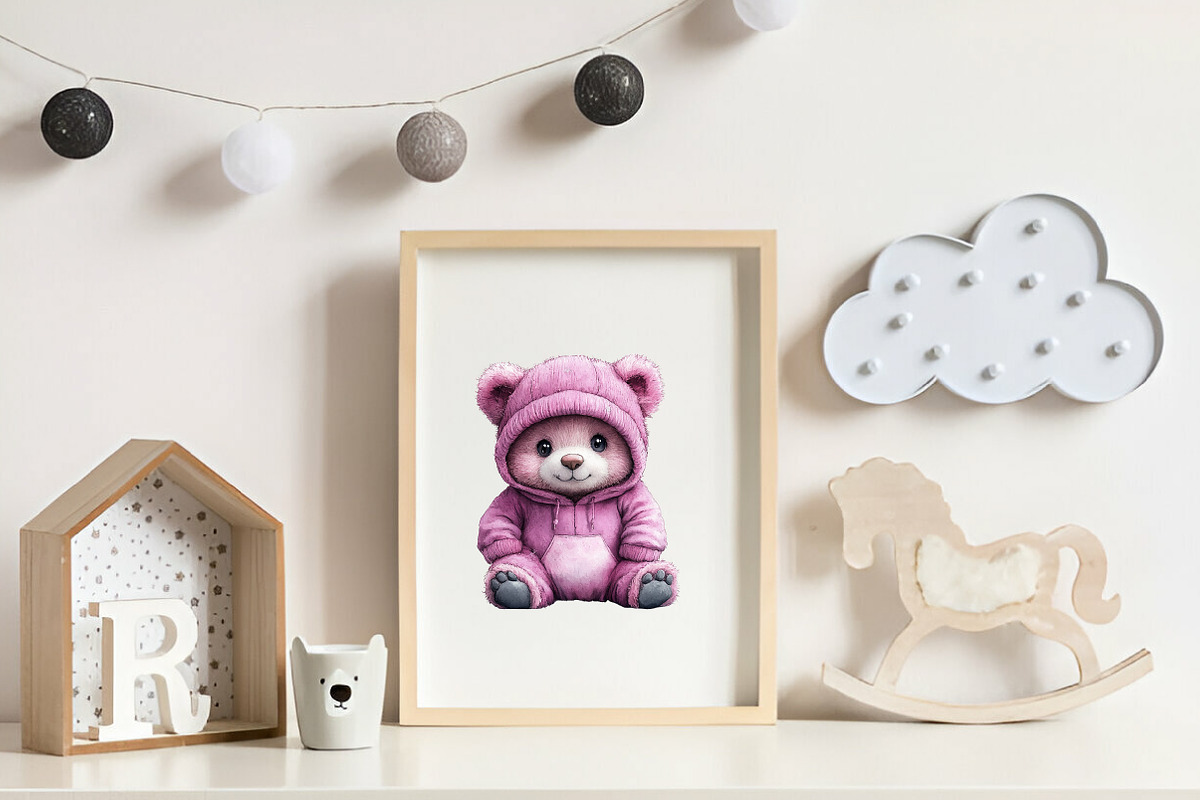 Pink Teddy Bear Clipart, Sweet Dream, an Illustration by CreationArt (Photo 5 of 9)