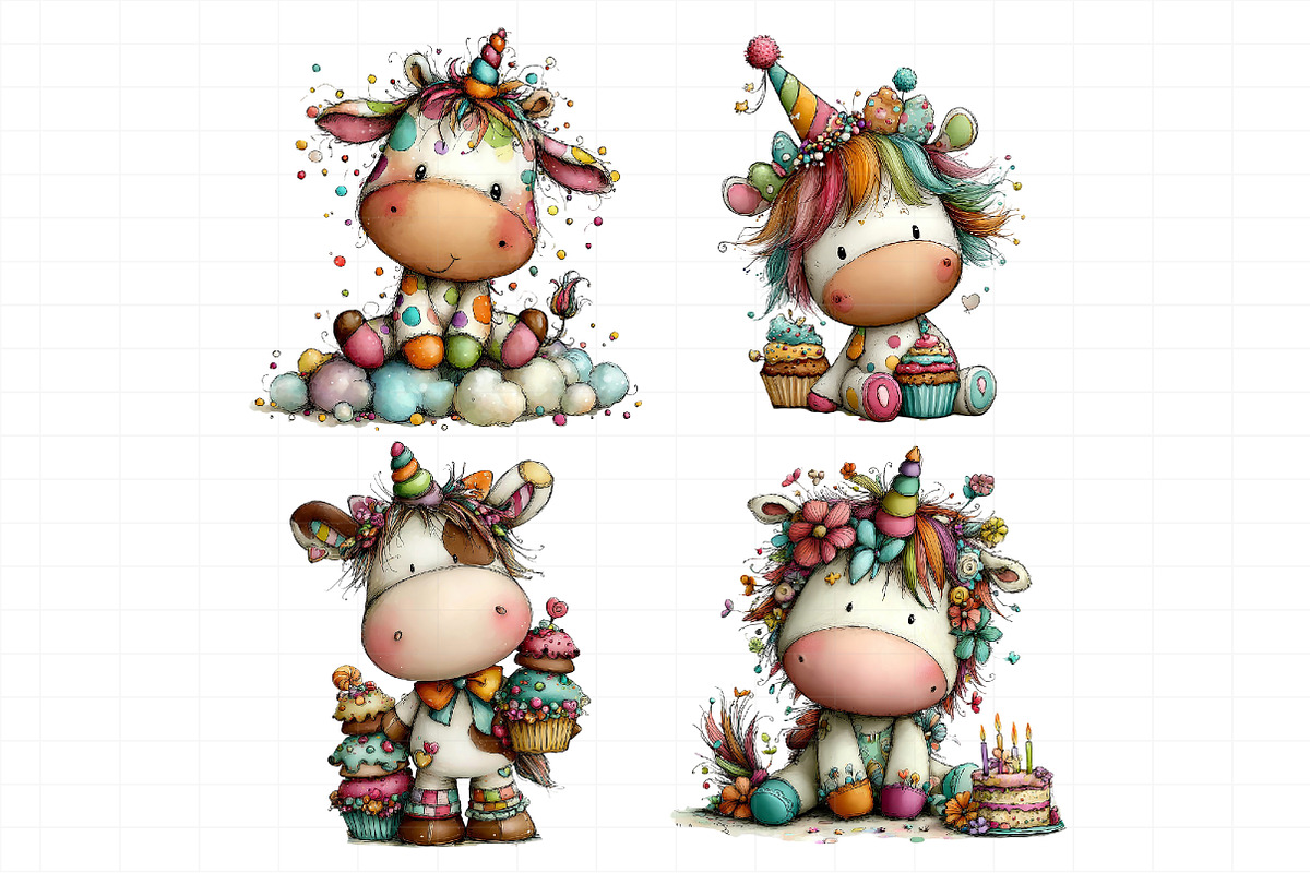 Whimsical Birthday Unicorn PNG Clipa, an Illustration by Daily.Designs (Photo 6 of 7)