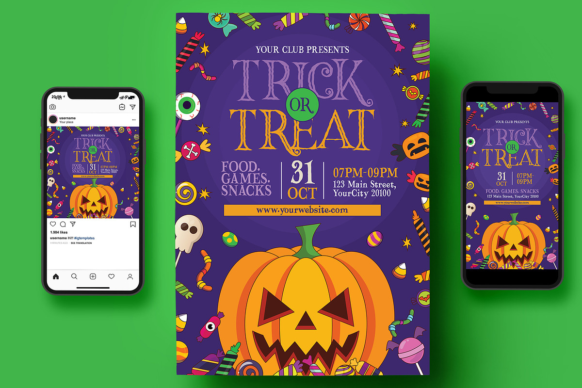 Halloween Trick or Treat Flyer, a Flyer Template by Creativestoree (Photo 3 of 5)