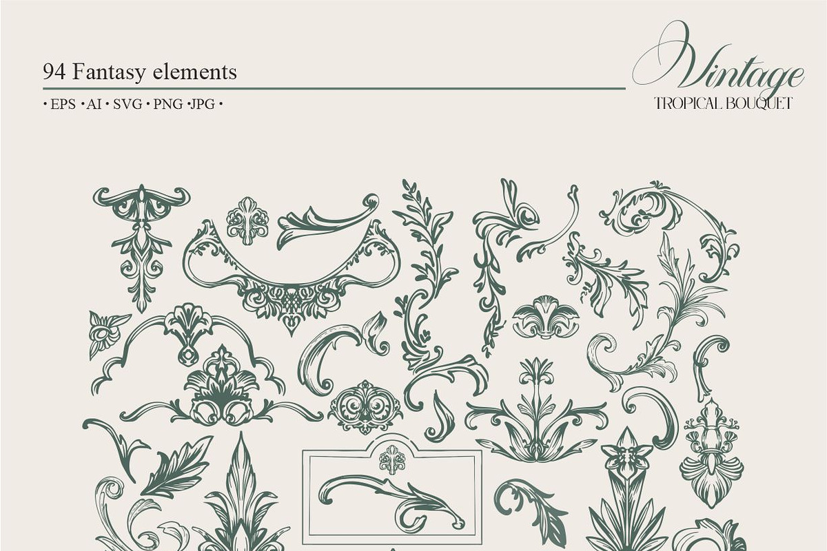 Vintage Tropical Bouquet, a Pattern Graphic by Collection by VY (Photo 5 of 11)
