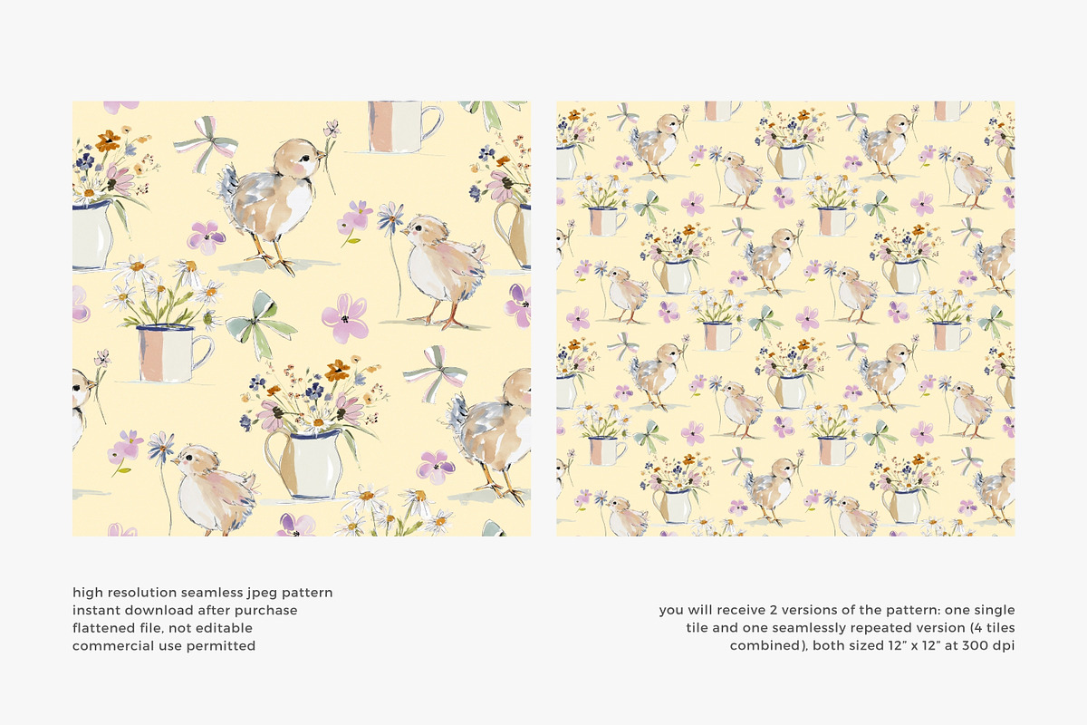baby chick floral seamless pattern, a Pattern Graphic by Pink Studio Art (Photo 2 of 4)