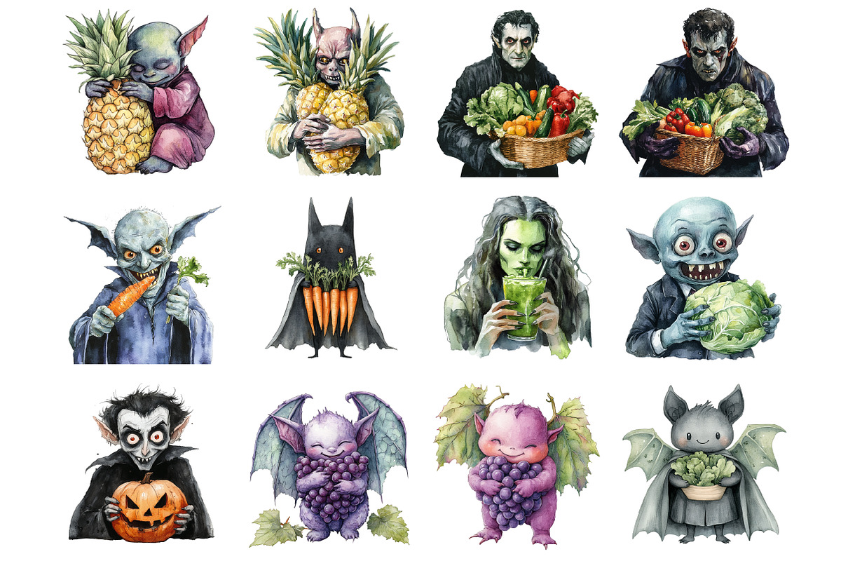 Vegan Vampire Clipart, an Illustration by Design Market (Photo 3 of 3)