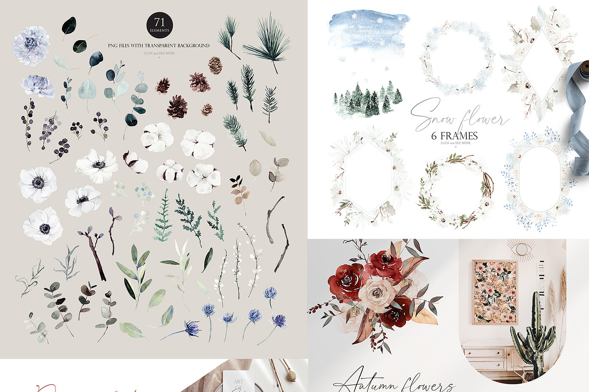 Watercolor Flower Bundle-50 in 1, an Illustration by Beigetime (Photo 4 of 10)