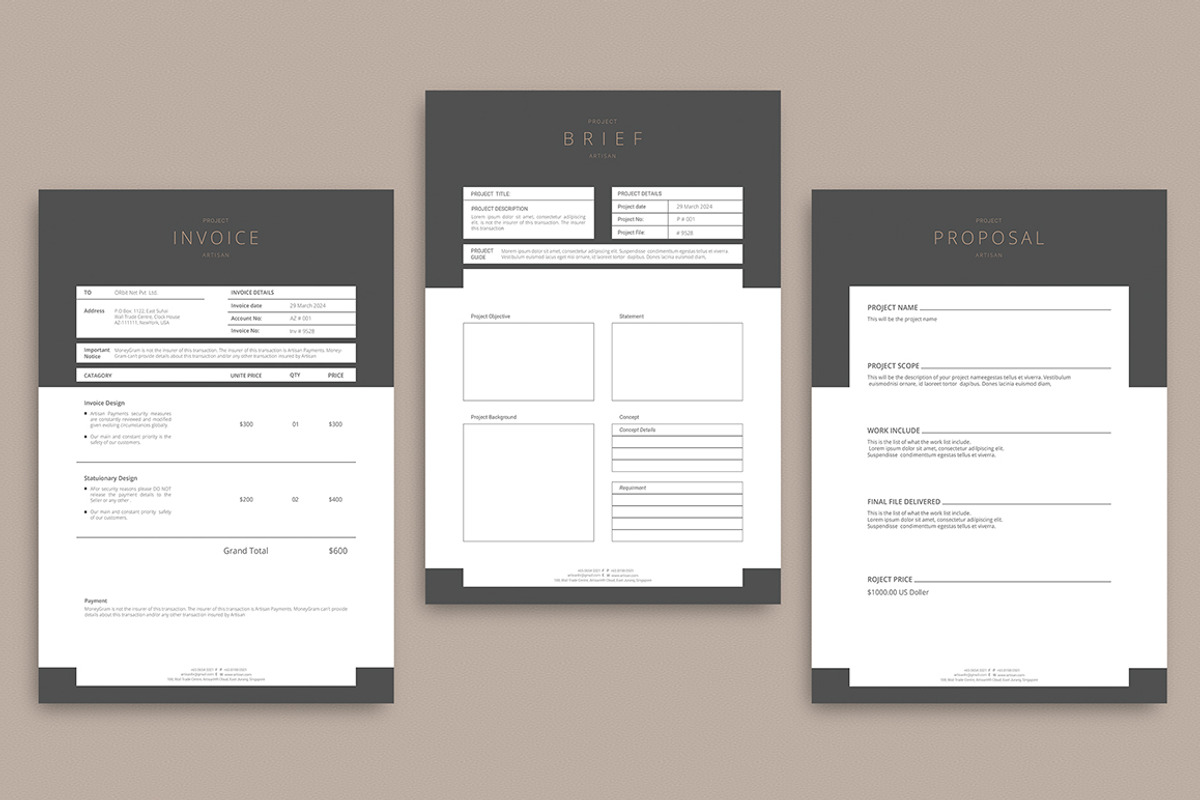 Brief-Estimation-Invoice-Letterhead, a Stationery Template by artisanHR (Photo 3 of 9)