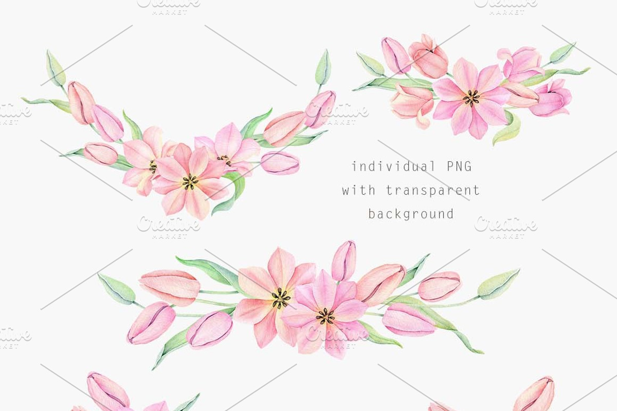 Watercolor tulip Flowers clipart, a Seasonal Illustration by Daryartsy (Photo 3 of 9)