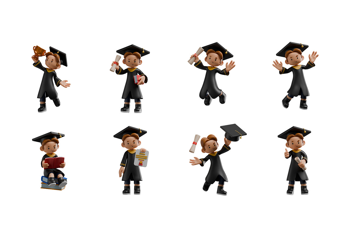 Graduation Boy 3D Illustration, an Education Illustration by Eklip Studio (Photo 3 of 3)