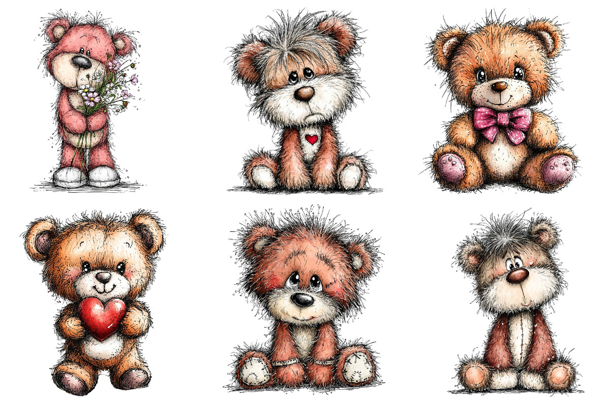 Valentine's Teddy Bear Clipart, an Illustration by Dream Creation (Photo 3 of 7)