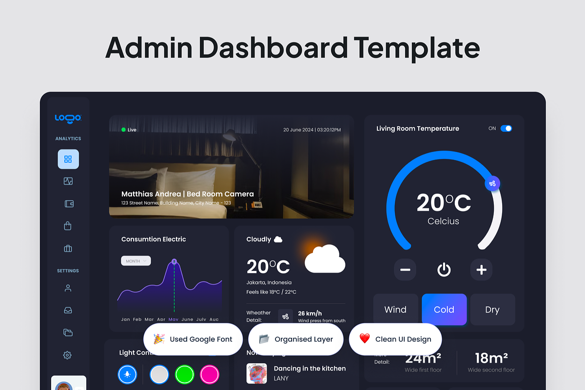 Smaouse - Smarthome Dashboard, a Websites & App Template by SquidPixey (Photo 2 of 5)