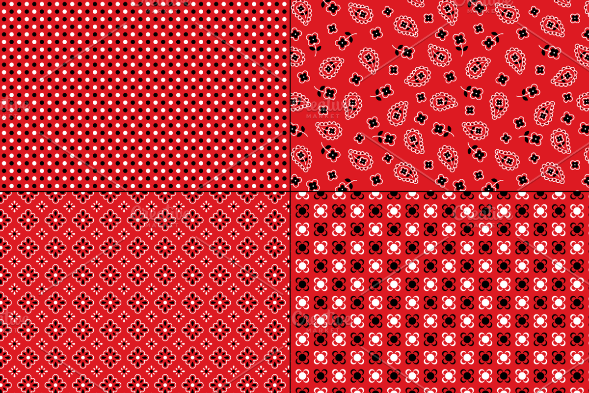 Seamless Red Bandana Patterns preview 6