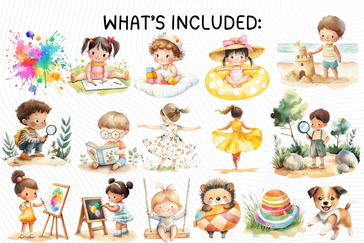 Summer Activities Kids Clipart, an Illustration by PassionPNGcreation (Photo 3 of 9)